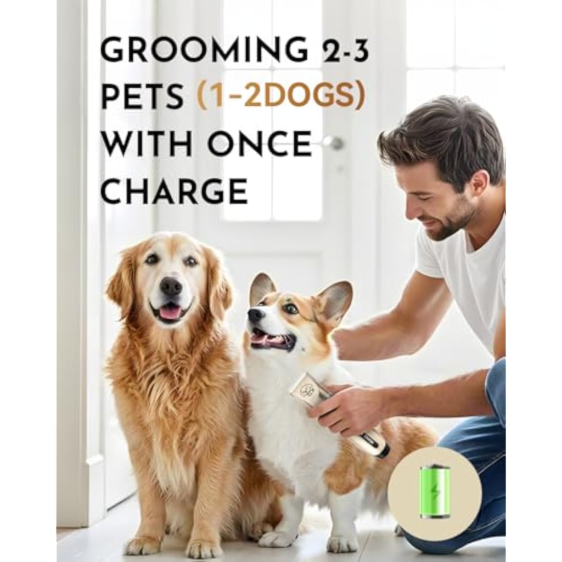 Dog Clippers – Low Noise Cordless Pet Grooming Kit with Nails