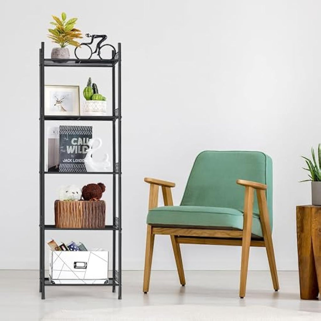 5-Tier Metal Wire Shelving Unit – Black Storage Rack
