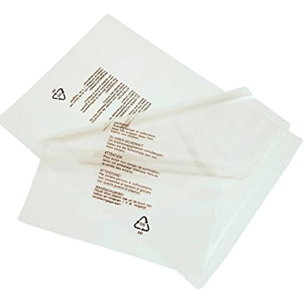 100 Clear Resealable Poly Garment Bags with Warning (10x14")