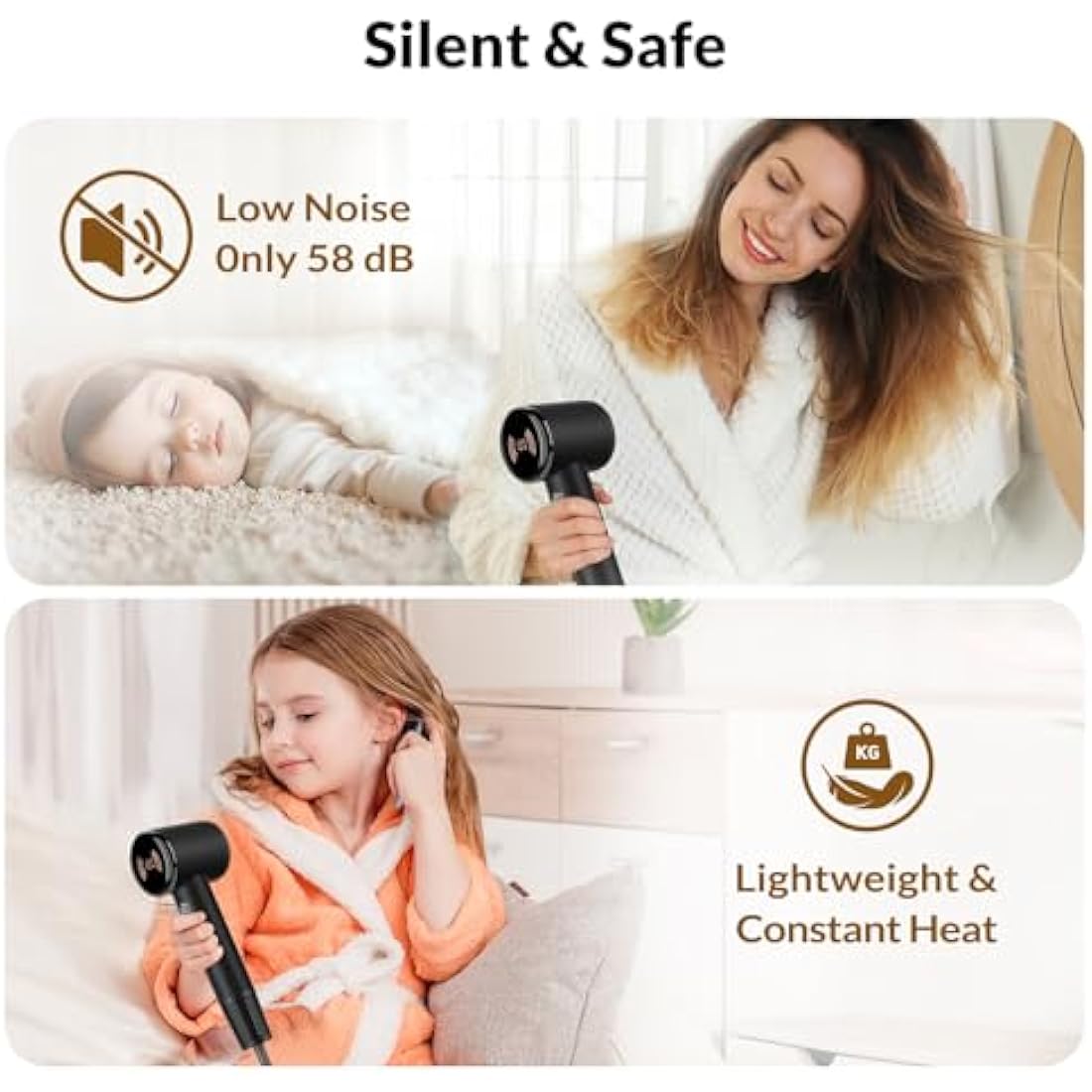 Chignon Ionic Hair Dryer – 110,000 RPM Brushless Motor with Diffuser