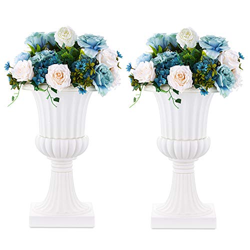 Jolof Store 2-Piece Classic Urn Planter | 50cm Tall Plastic Pedestal Pot