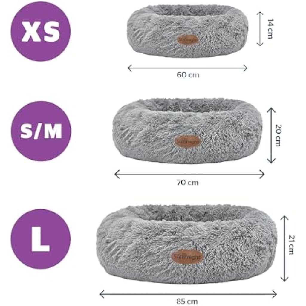 Silentnight Calming Donut Dog Bed – Plush Washable Pet Pillow, Grey, 70cm