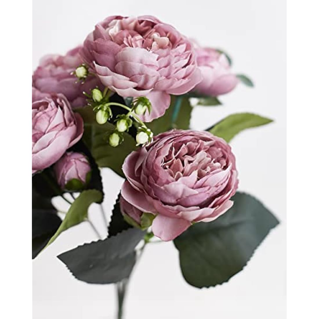 Silk Peony and Tea Rose Artificial Bouquet - Violet