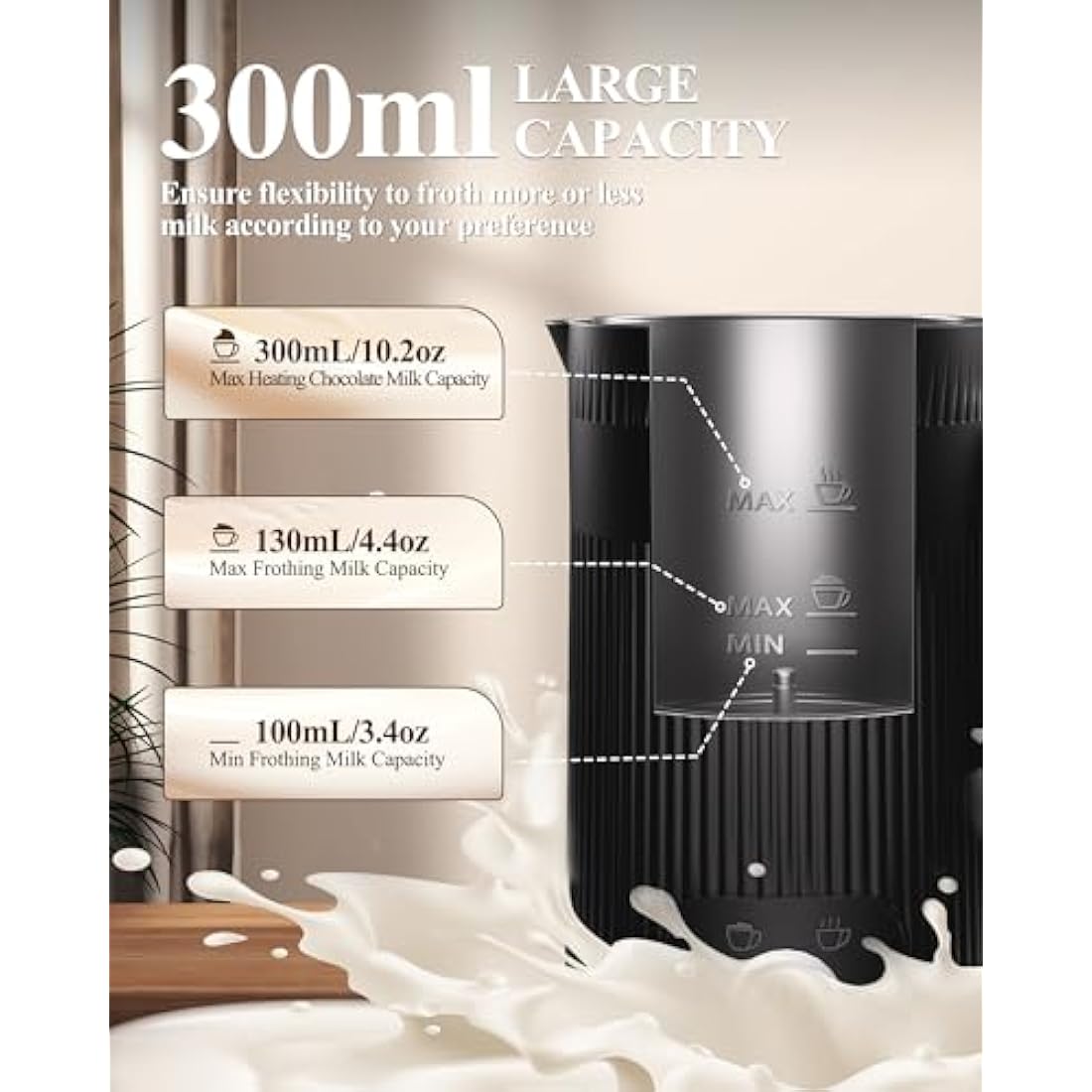 4-in-1 Electric Milk Frother | 350ml Magnetic Steamer & Warmer