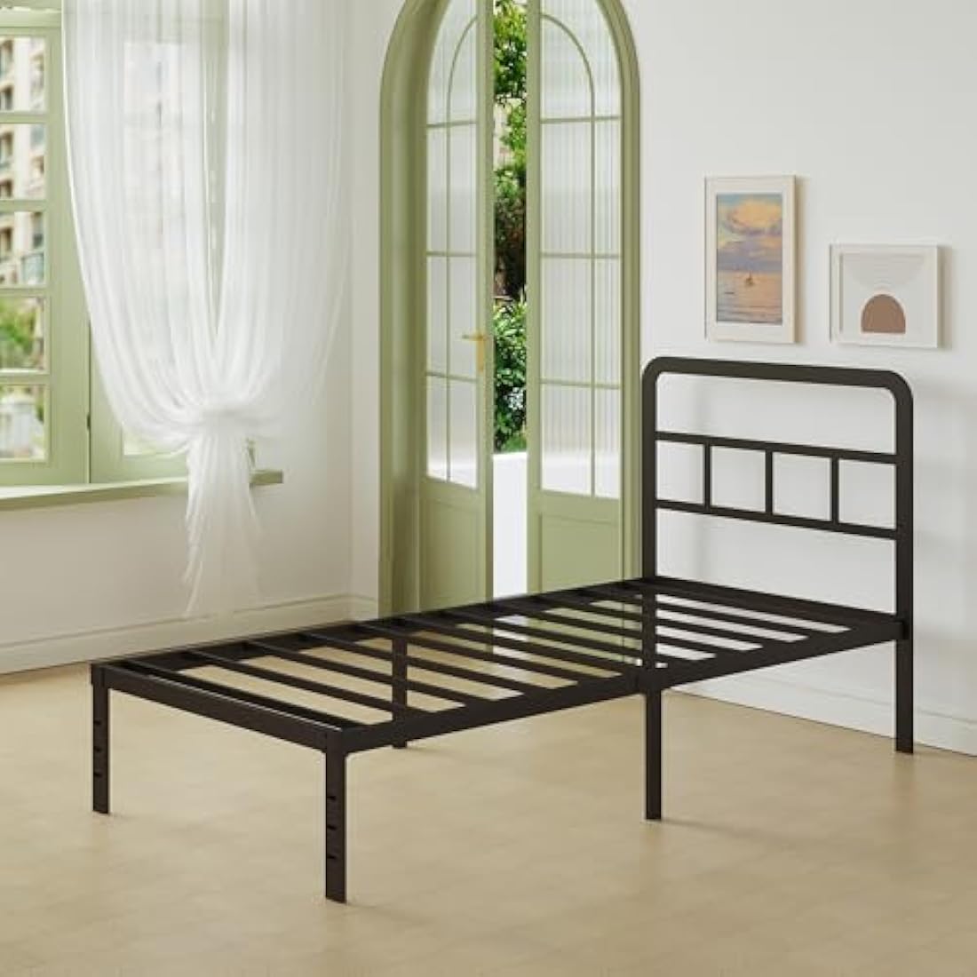 2ft 6 Small Single Metal Bed Frame with Curved Headboard
