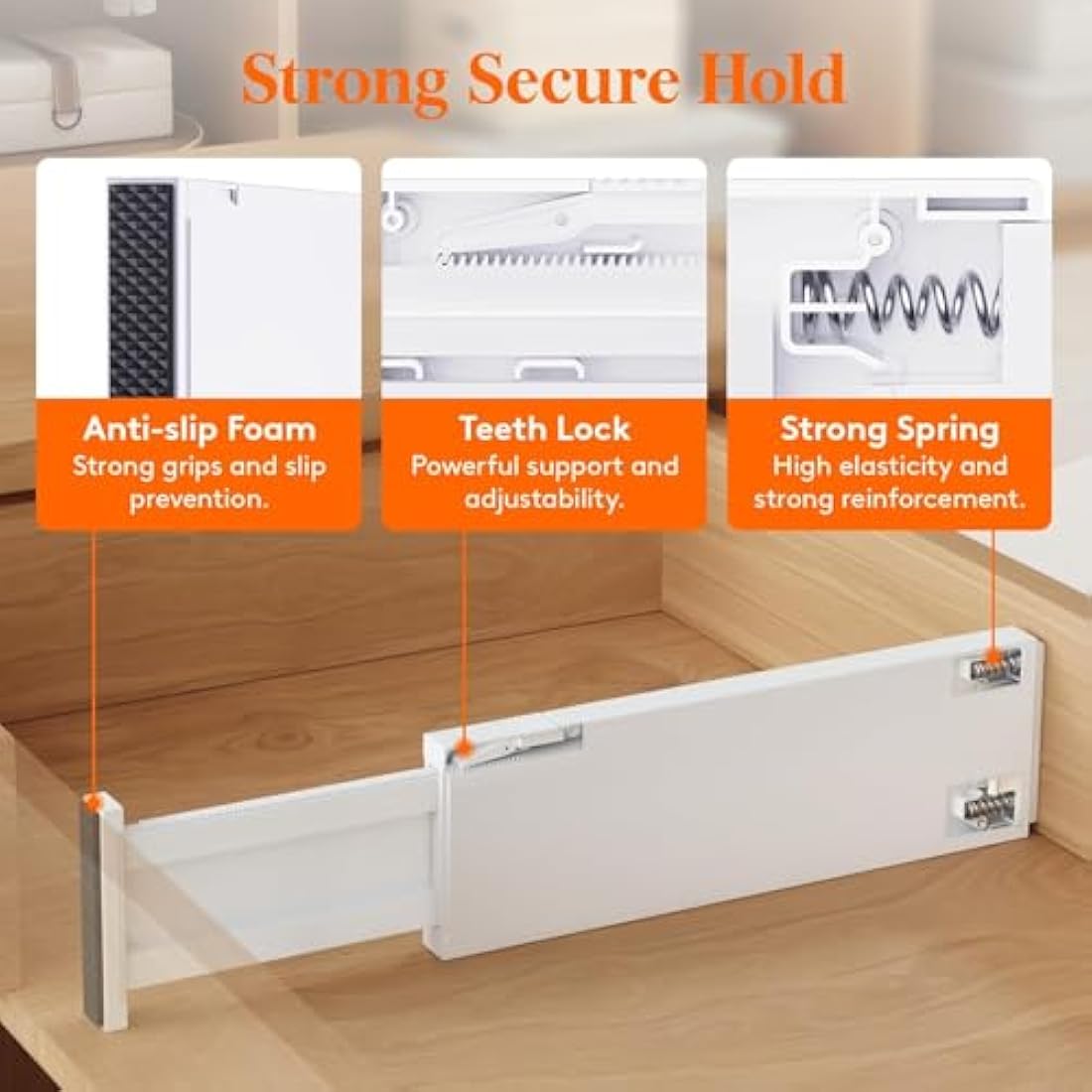 8 Pack Adjustable Drawer Dividers | 11-17" Plastic Organizers