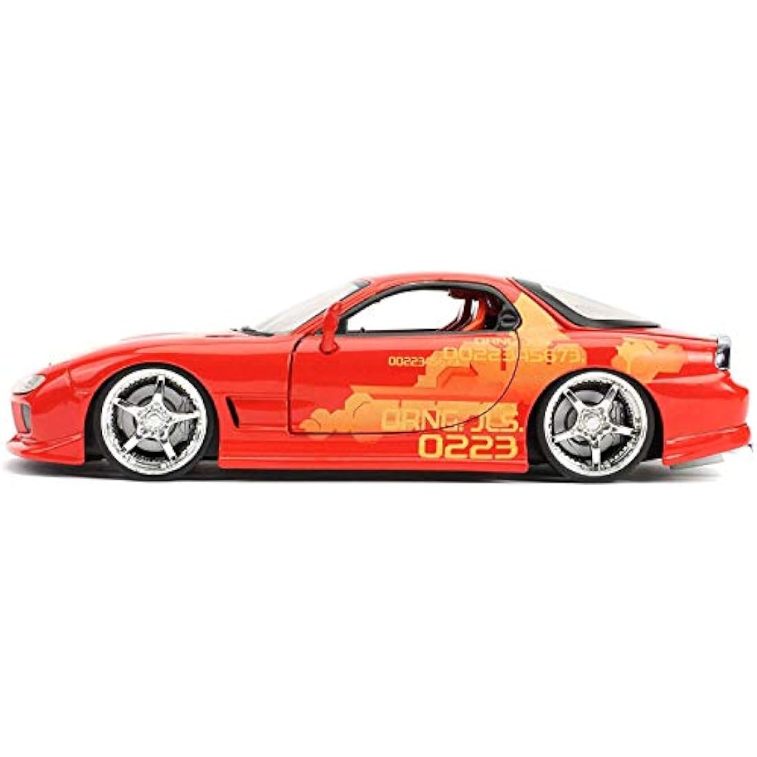Jada Toys 1993 Mazda RX-7 Diecast Model Car – 1:24 Scale Orange Metal