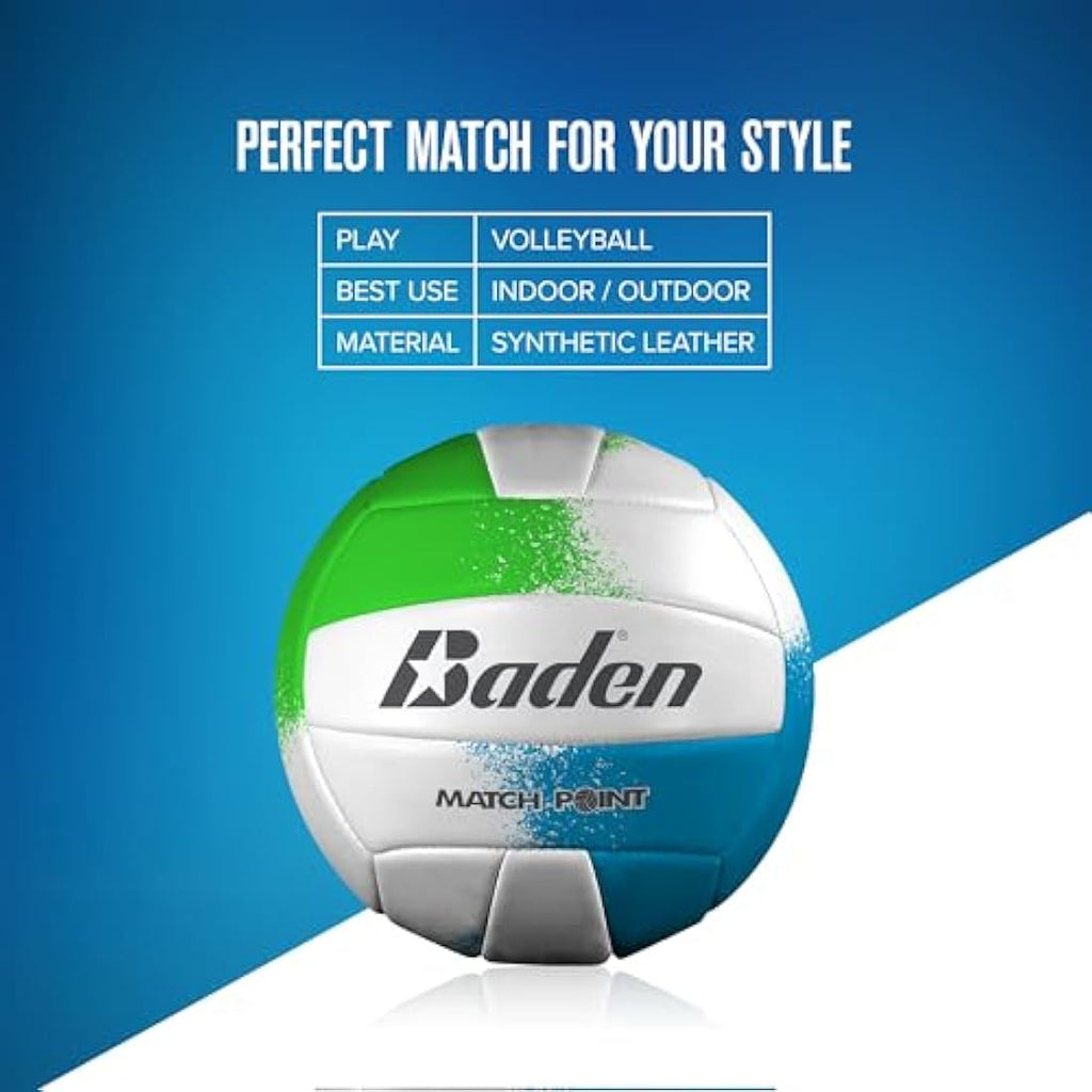 Baden Match Point Volleyball – Official Size 5 Cushioned Synthetic Leather