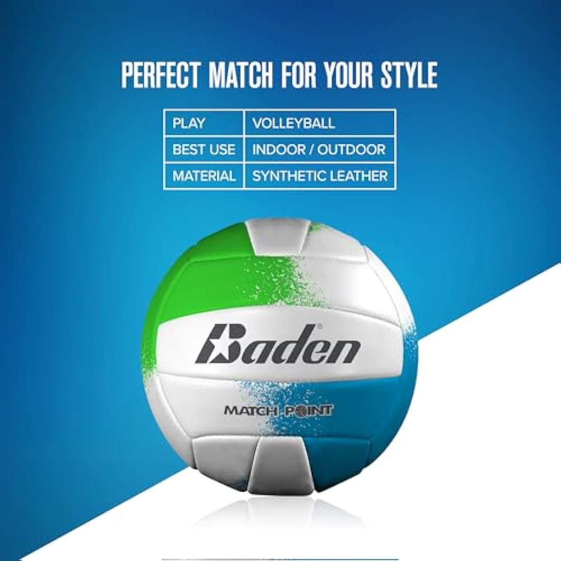 Baden Match Point Volleyball – Official Size 5 Cushioned Synthetic Leather