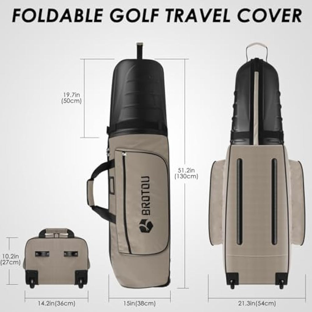 BROTOU Hard Shell Golf Travel Bag – Waterproof Padded Case with Wheels