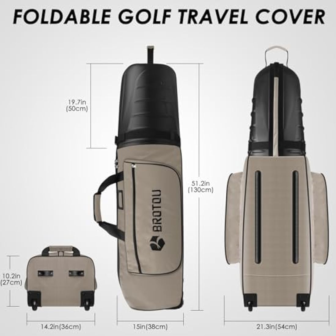 BROTOU Hard Shell Golf Travel Bag – Waterproof Padded Case with Wheels