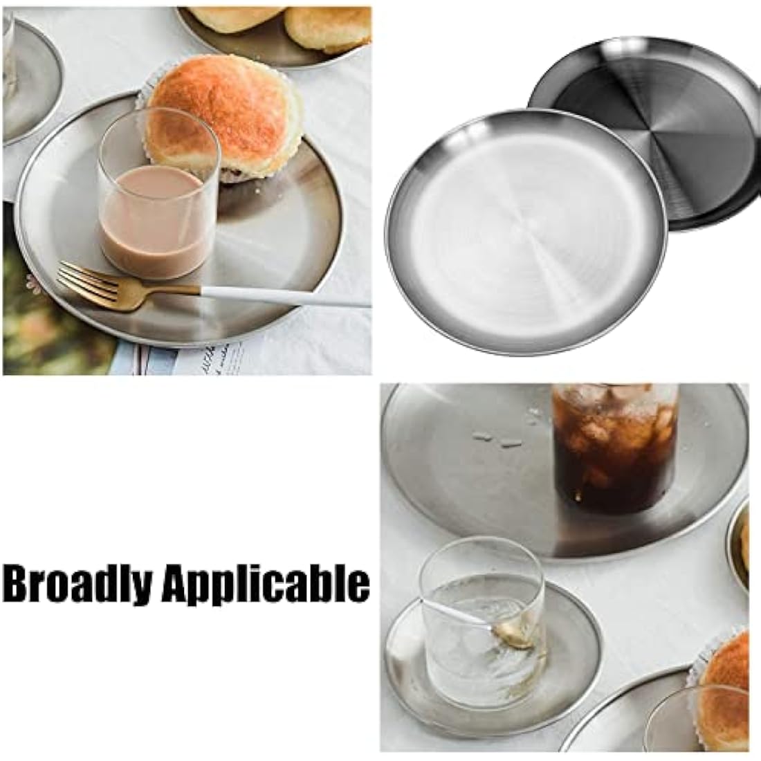 WANBY 304 Stainless Steel Plates | 9-Inch Unbreakable Metal Dishes (10 Pcs)