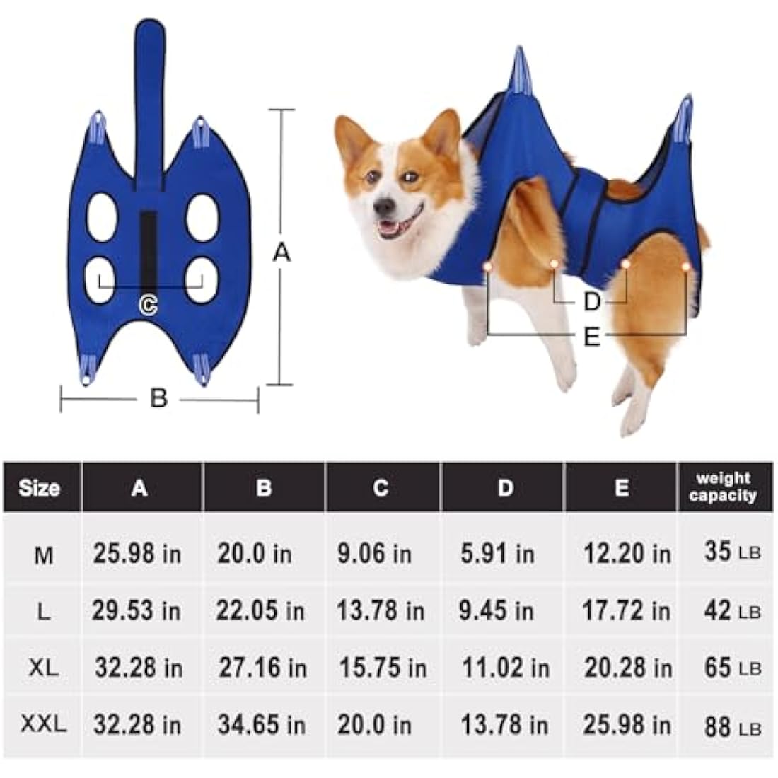 Kkiimatt Dog Grooming Hammock Harness with Nail Clippers - Blue, Large