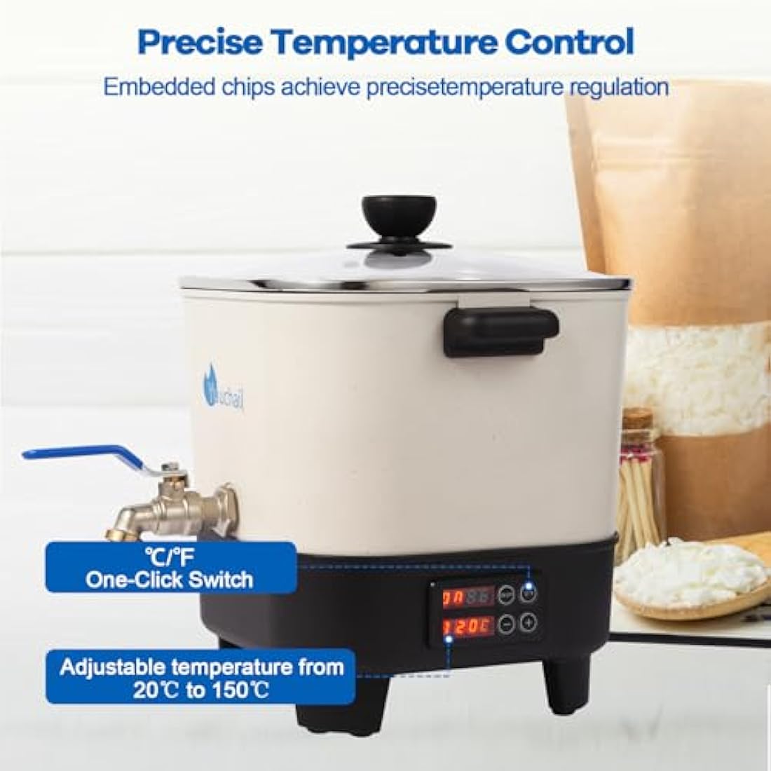 Yuuchail 6.5L Wax Melter for Candle Making | Digital Non-Stick Pot