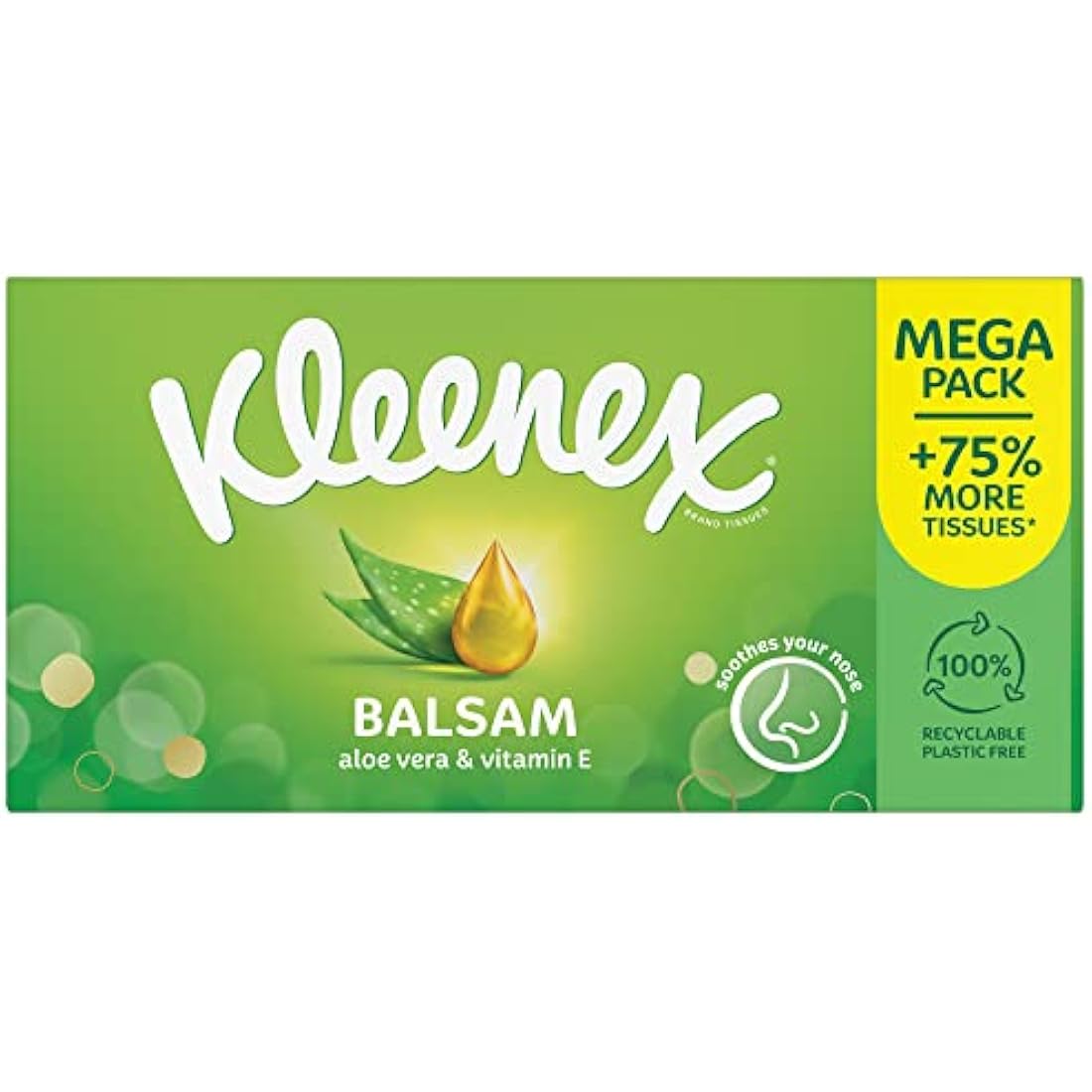 Kleenex Balsam Facial Tissues | Soothing Aloe Vera & Vitamin E | 12 Boxes