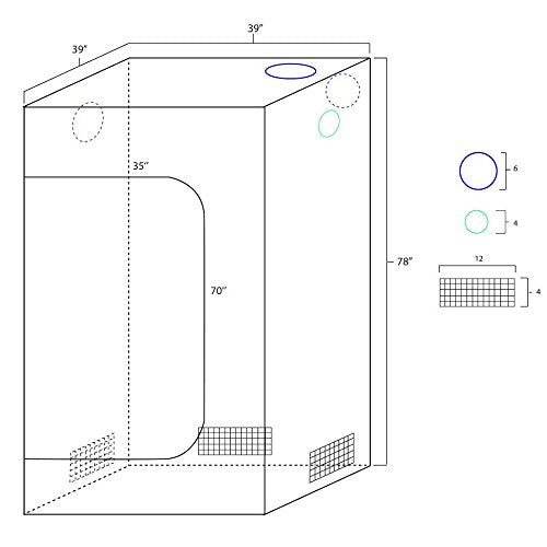 iPower Mylar Hydroponic Grow Tent – 36x36x72 Water-Resistant Indoor Tent