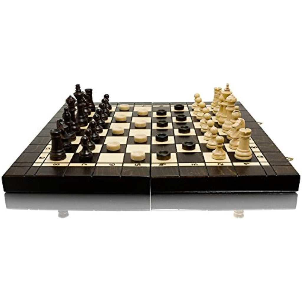 Jolof Store 3-in-1 Wooden Chess, Backgammon & Checkers Set - 40cm XL
