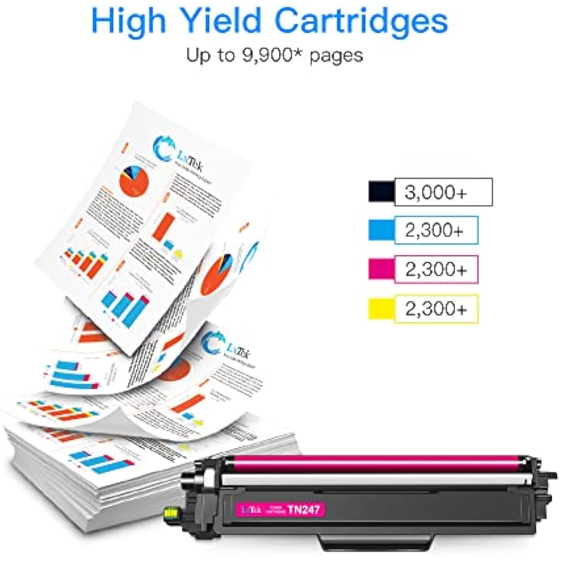 LxTek TN-247 TN-243 Compatible Toner for Brother MFC-L3750CDW - 4 Pack