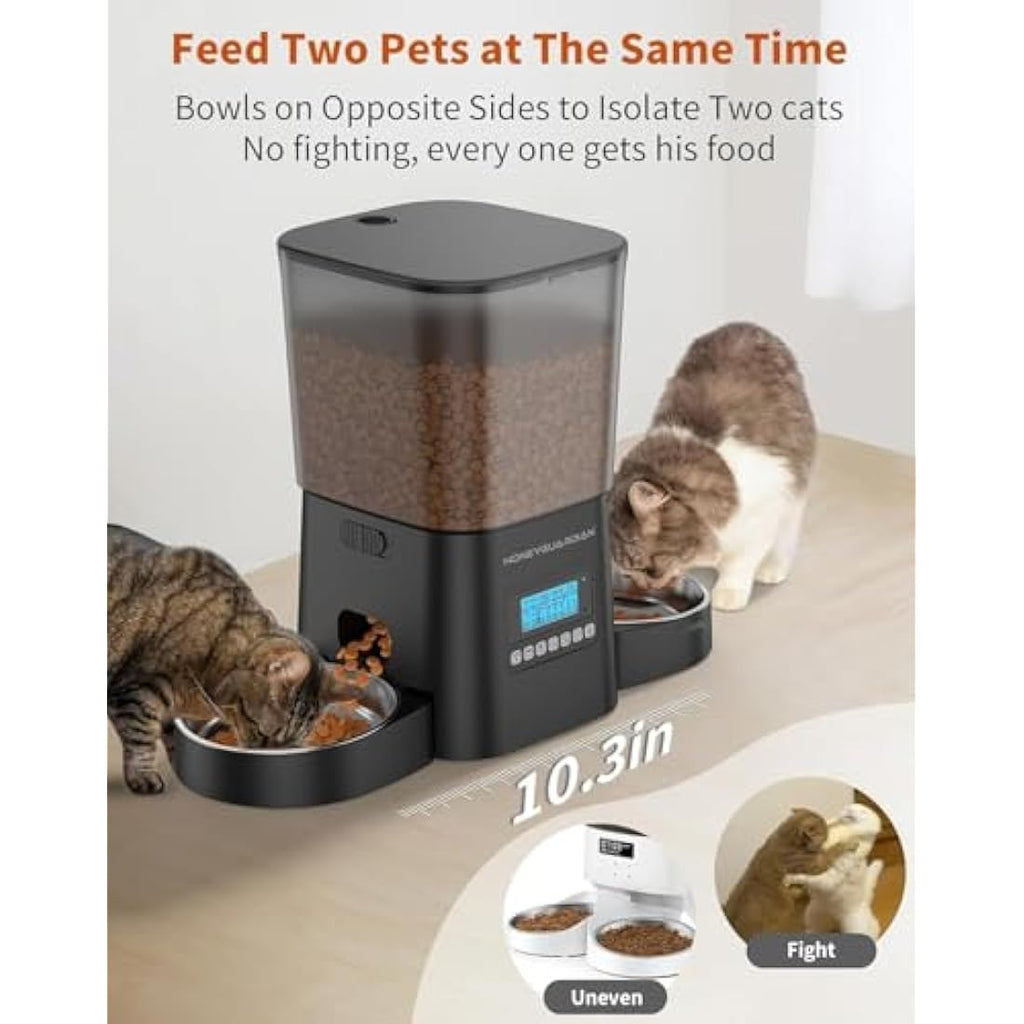 HoneyGuaridan Automatic Cat Feeder for 2 Cats | 3.5L Dual Bowl Dispenser