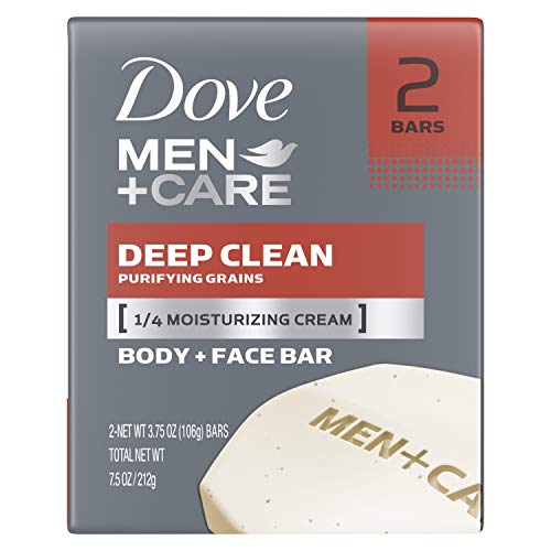 Dove Men+Care Deep Clean Body and Face Bar - Moisturizing Soap, 2 Pack