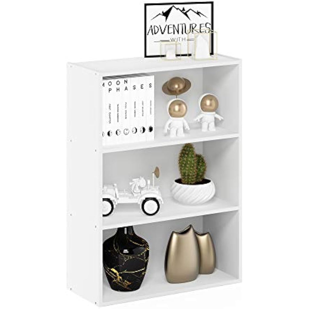 Furinno Pasir 3-Tier Open Shelf Storage Unit - White Engineered Wood
