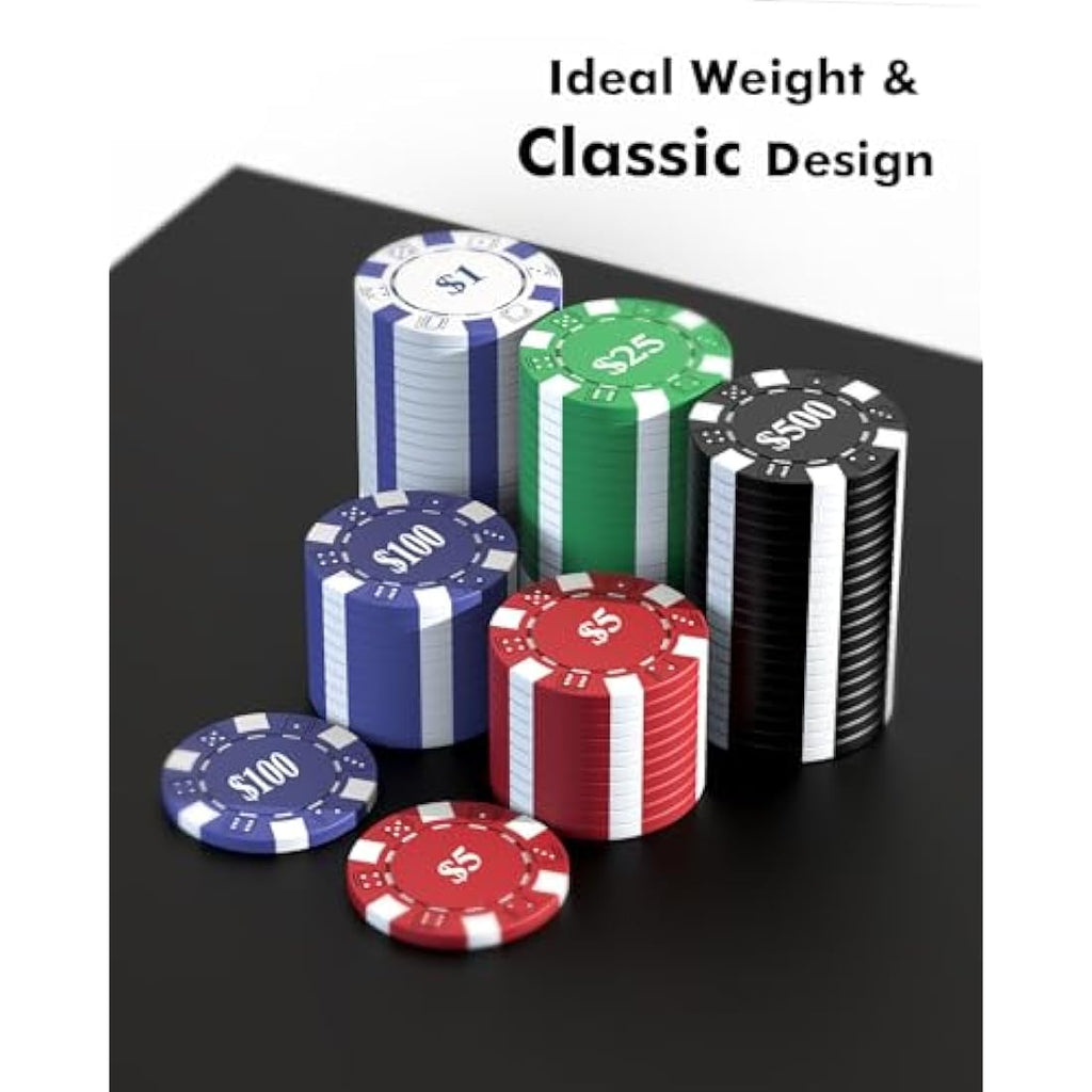 HEITOK 600-Piece Poker Chips Set | 11.5g Weighted Casino Chips with Case