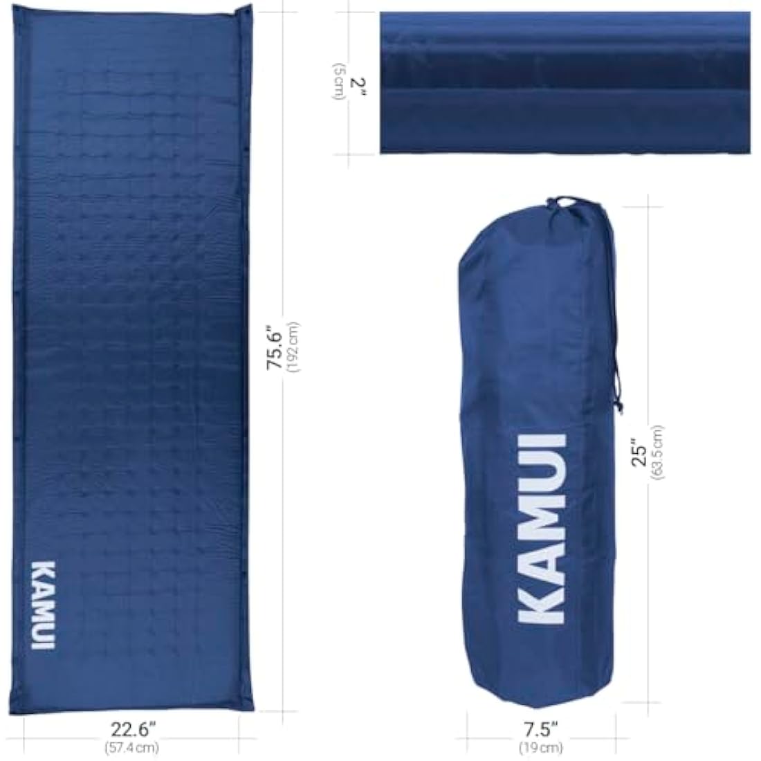 KAMUI Self-Inflating Sleeping Mat | 5cm Thick Foam Camping Pad - Blue