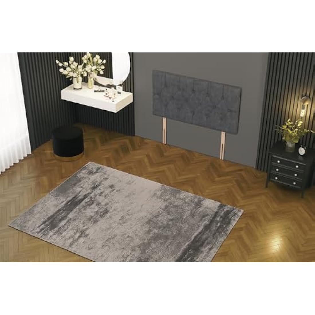 Jolof Store 3FT Single Charcoal Plush Divan Bed Base with Headboard