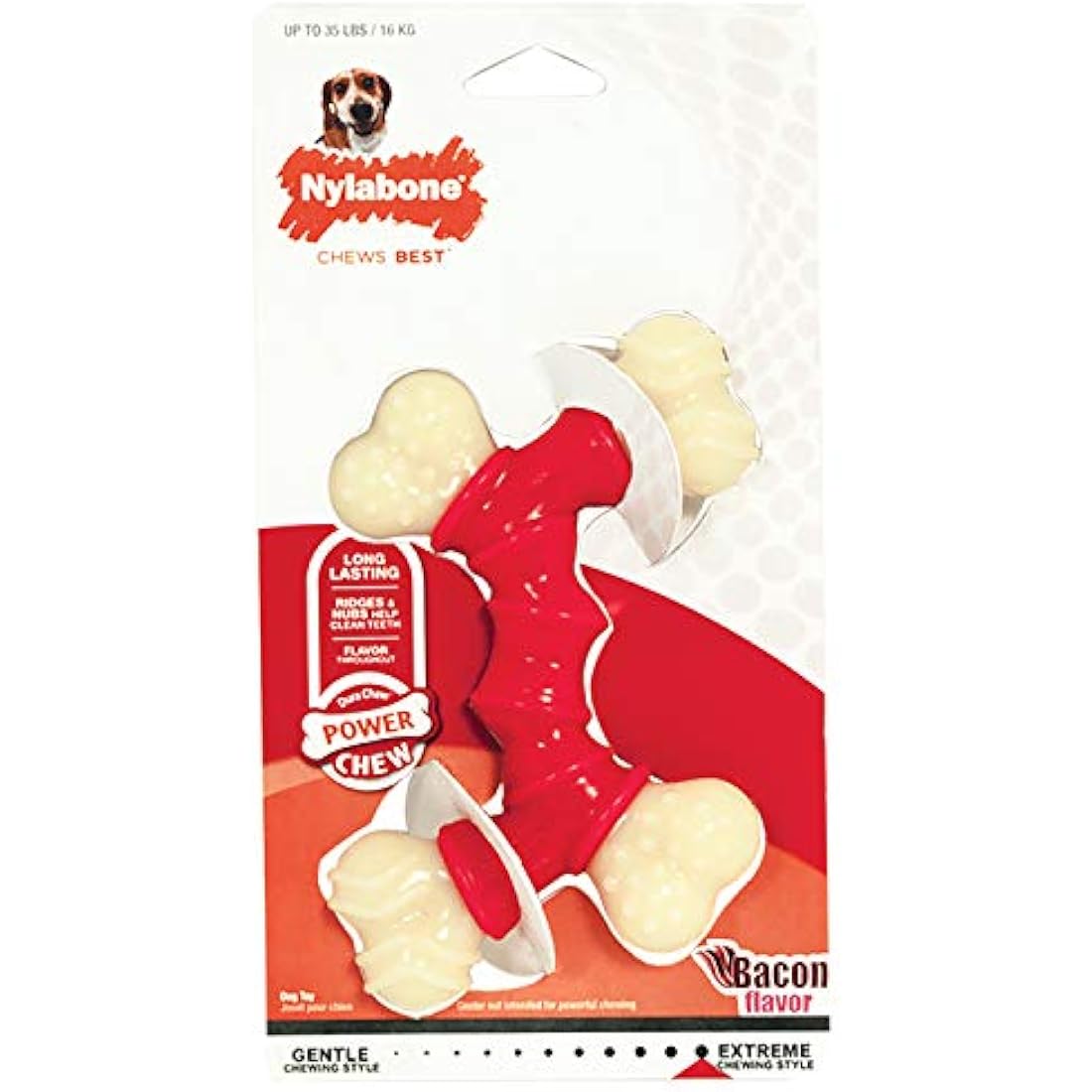 Nylabone Durable Nylon Dog Chew Toy | Bacon Flavour | Medium (Up to 16kg)