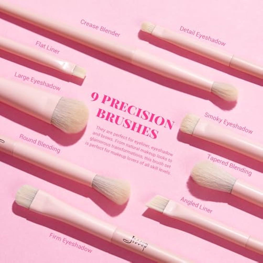 Jessup 14pc Pink Makeup Brush Set | Professional Vegan Synthetic Brushes