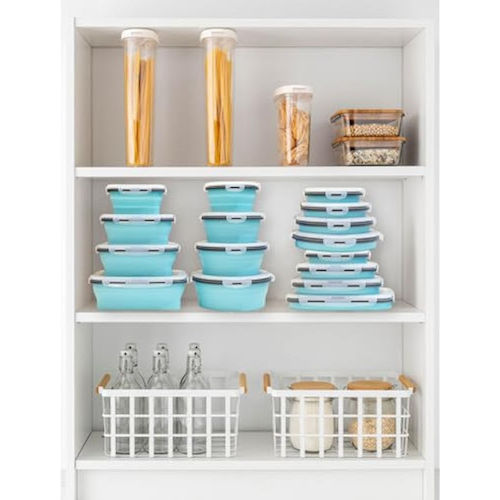 Lunememo 16-Pack Collapsible Silicone Food Storage Containers with Lids