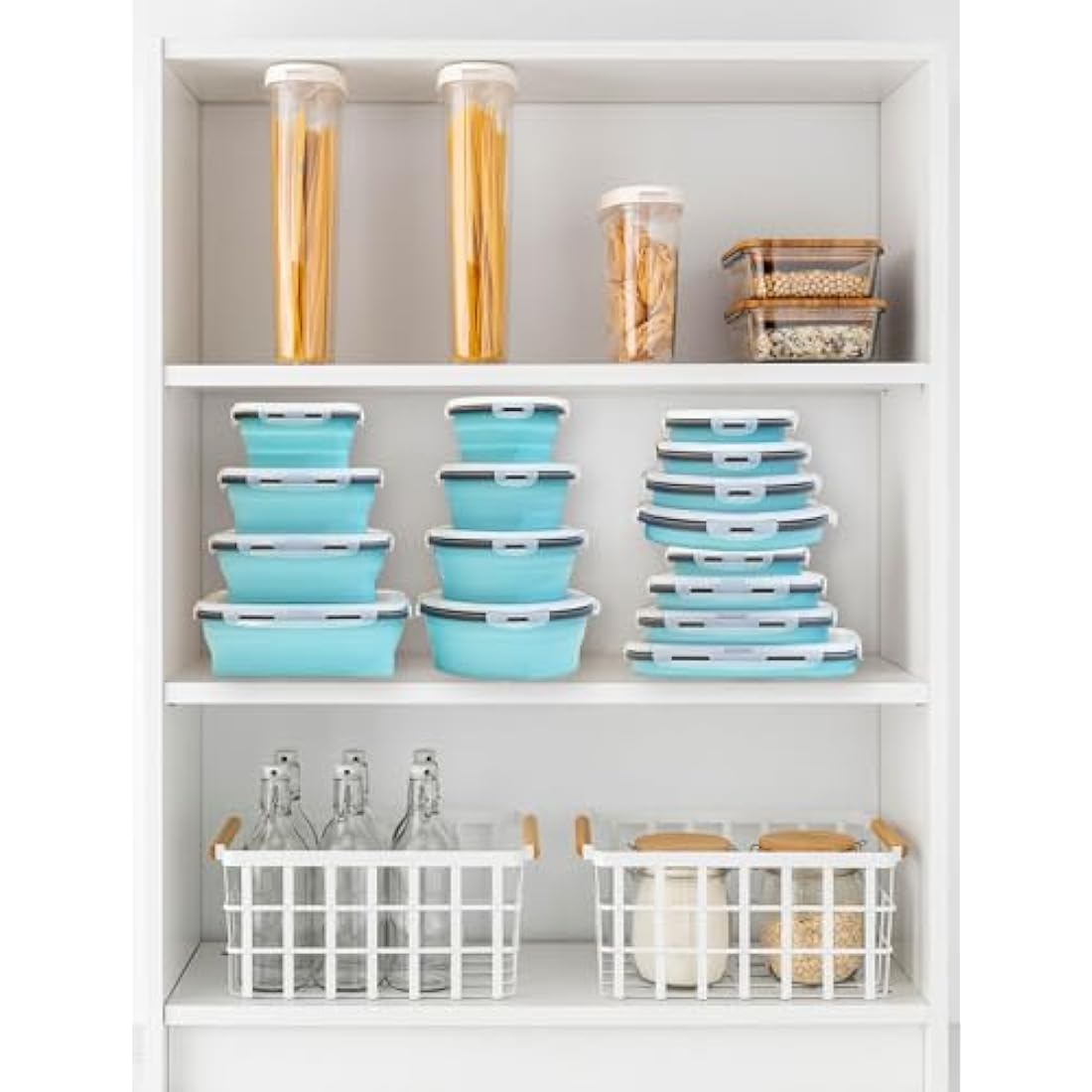 Lunememo 16-Pack Collapsible Silicone Food Storage Containers with Lids