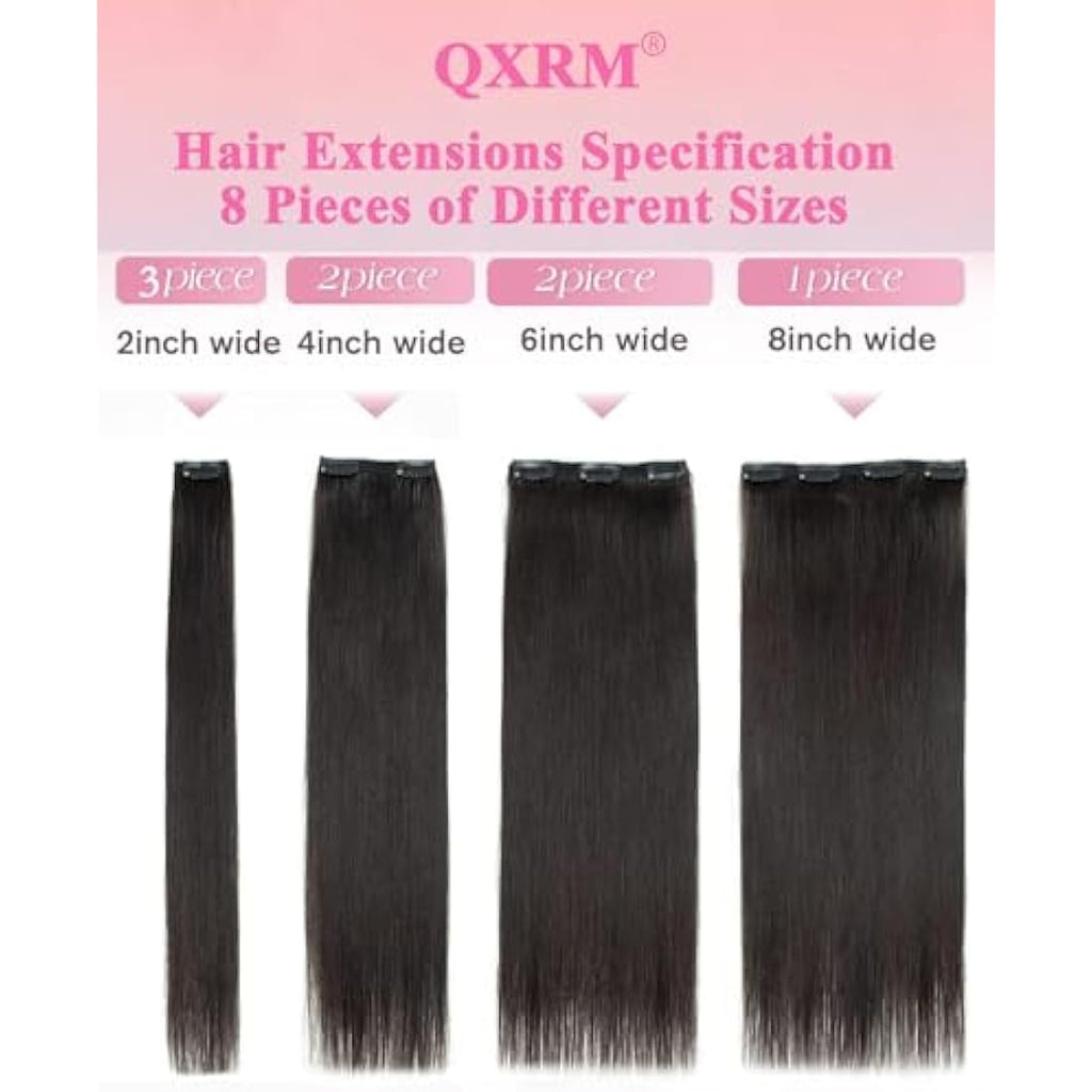 Remy Human Hair Clip in Extensions – Double Weft Straight 18"