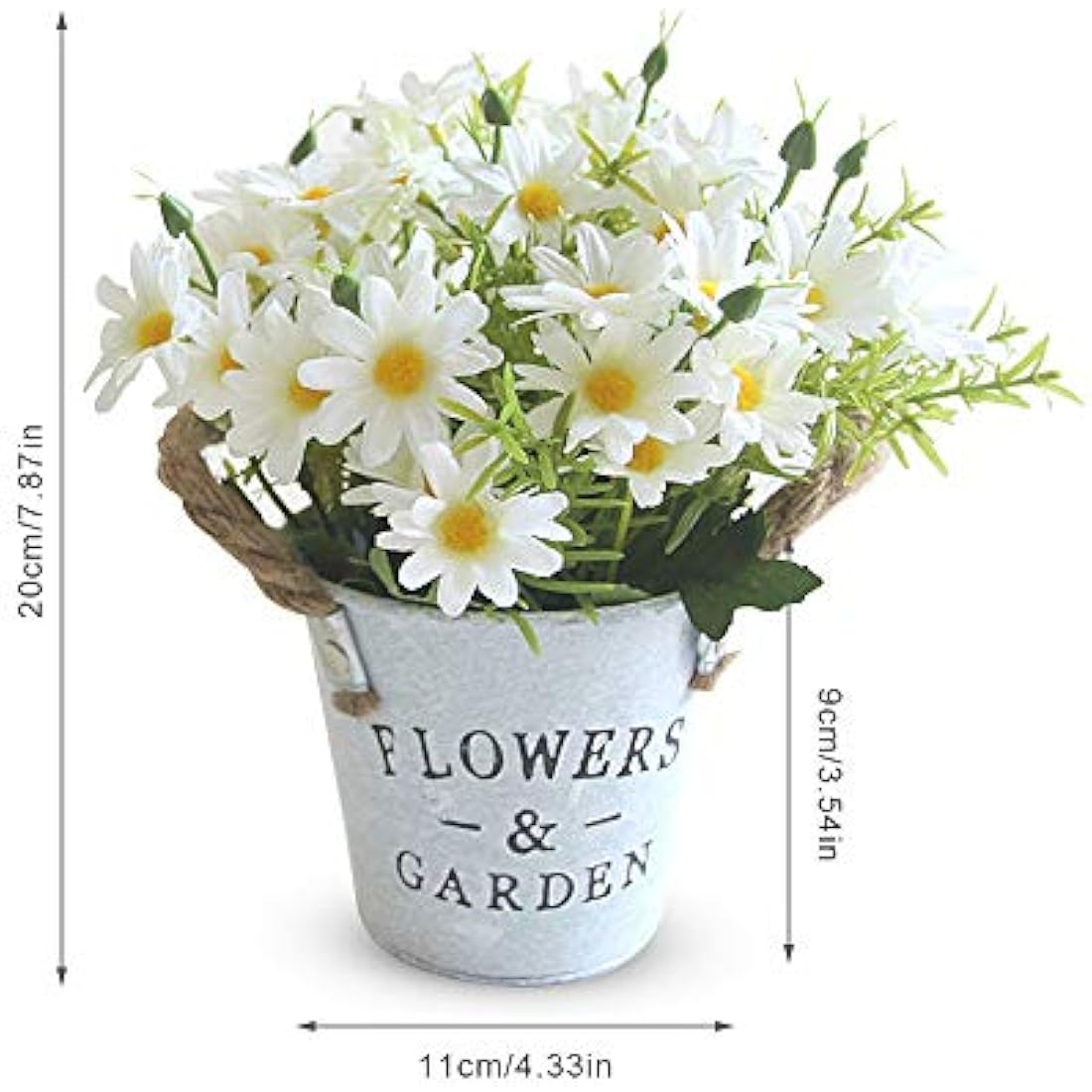Jolof Store Artificial Flowers in Vintage Metal Pot – White Faux Plants