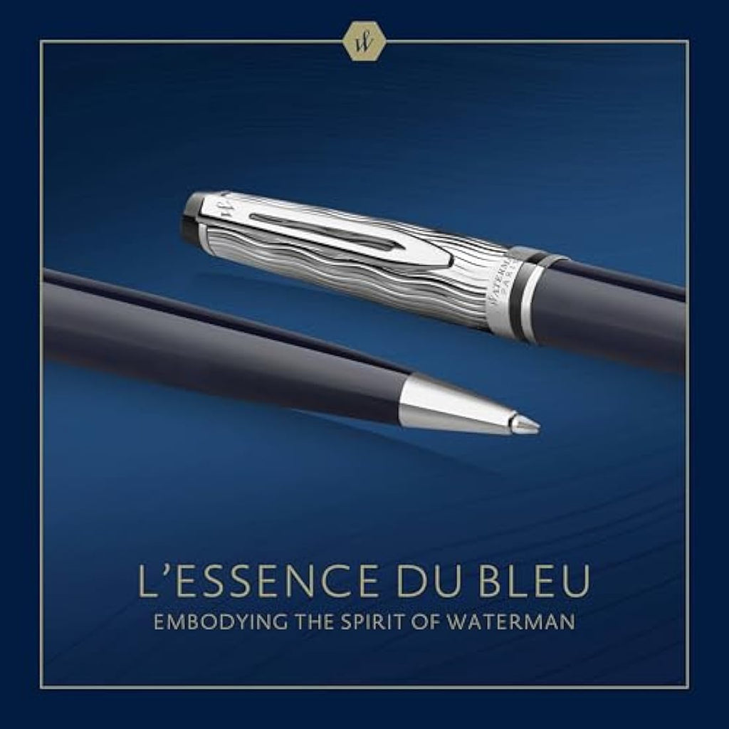 Waterman Expert Ballpoint Pen – Blue Lacquer & Metal Chiselled Cap