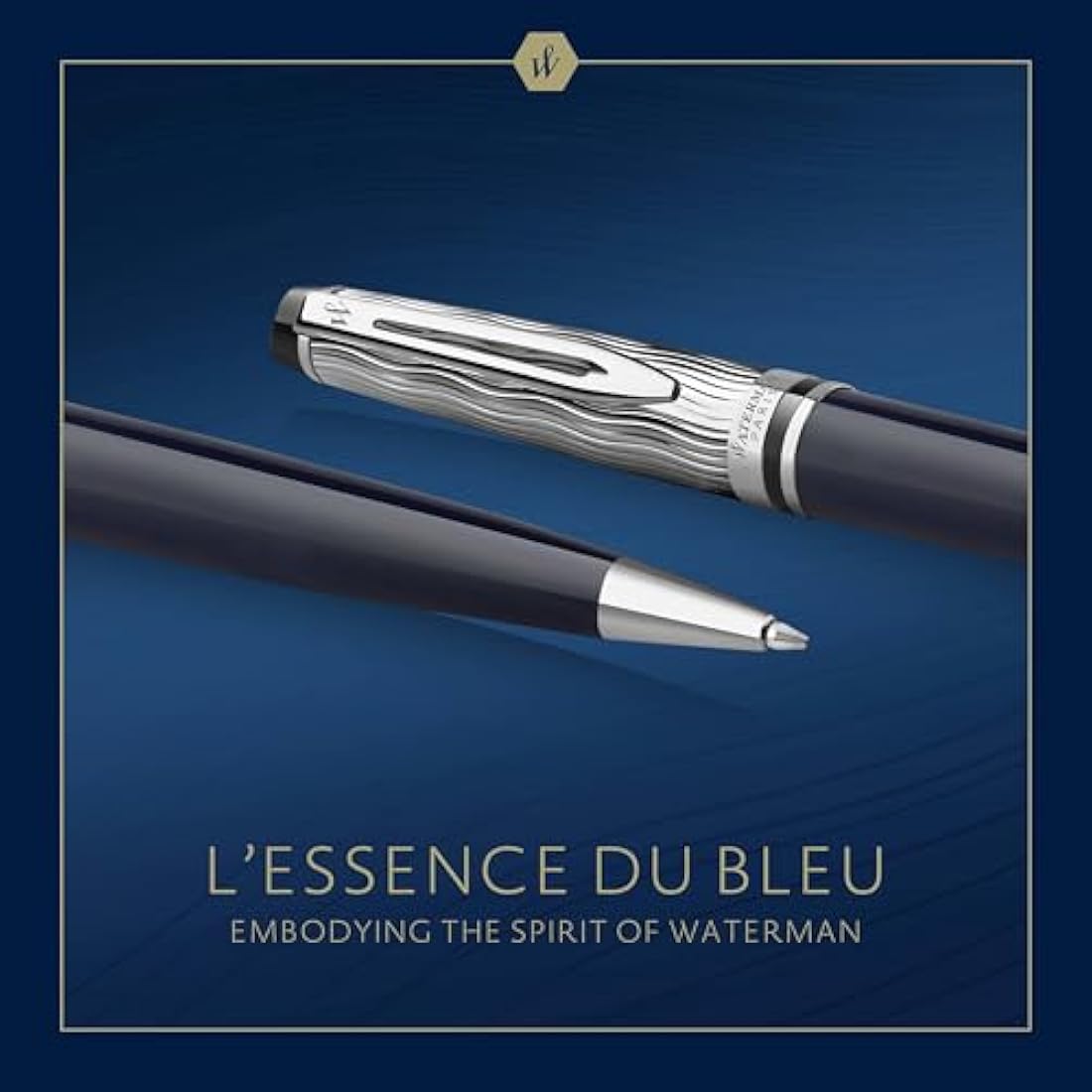 Waterman Expert Ballpoint Pen – Blue Lacquer & Metal Chiselled Cap