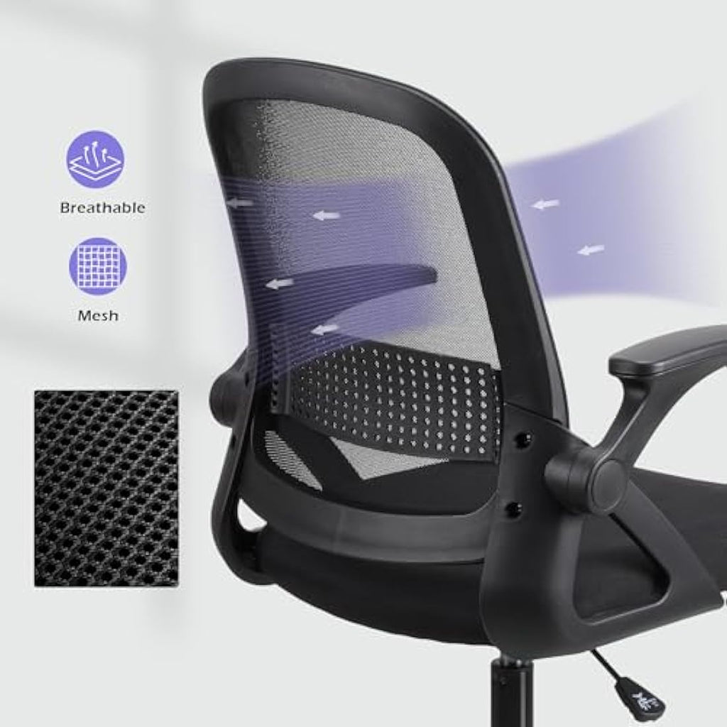 T-THREE Ergonomic Mesh Office Chair - Adjustable Swivel Desk Seat, Black
