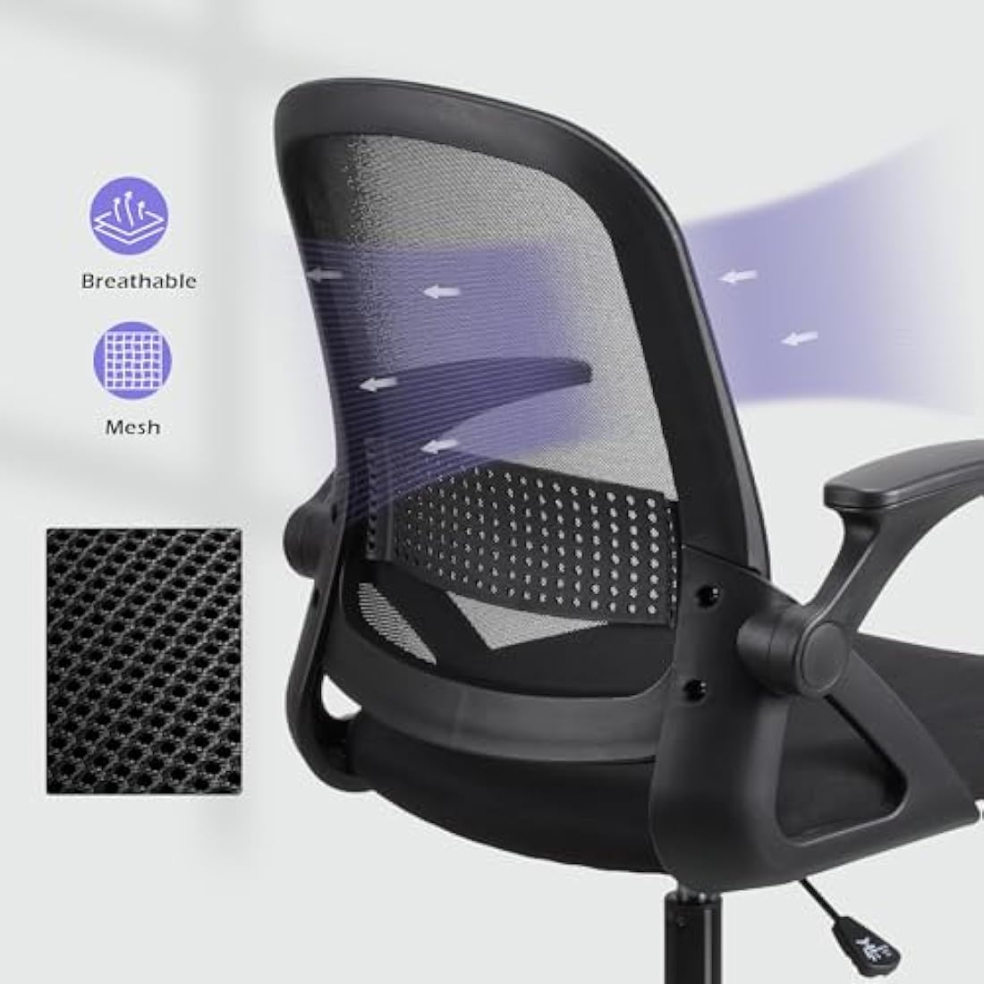 T-THREE Ergonomic Mesh Office Chair - Adjustable Swivel Desk Seat, Black