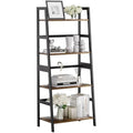 HITNET 4-Tier Ladder Shelf | Bamboo Frame Bookshelf in Rustic Brown