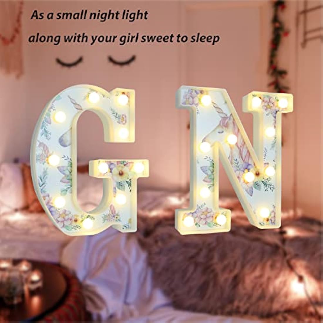 Unicorn LED Light Up Letter Q – Warm White Night Light