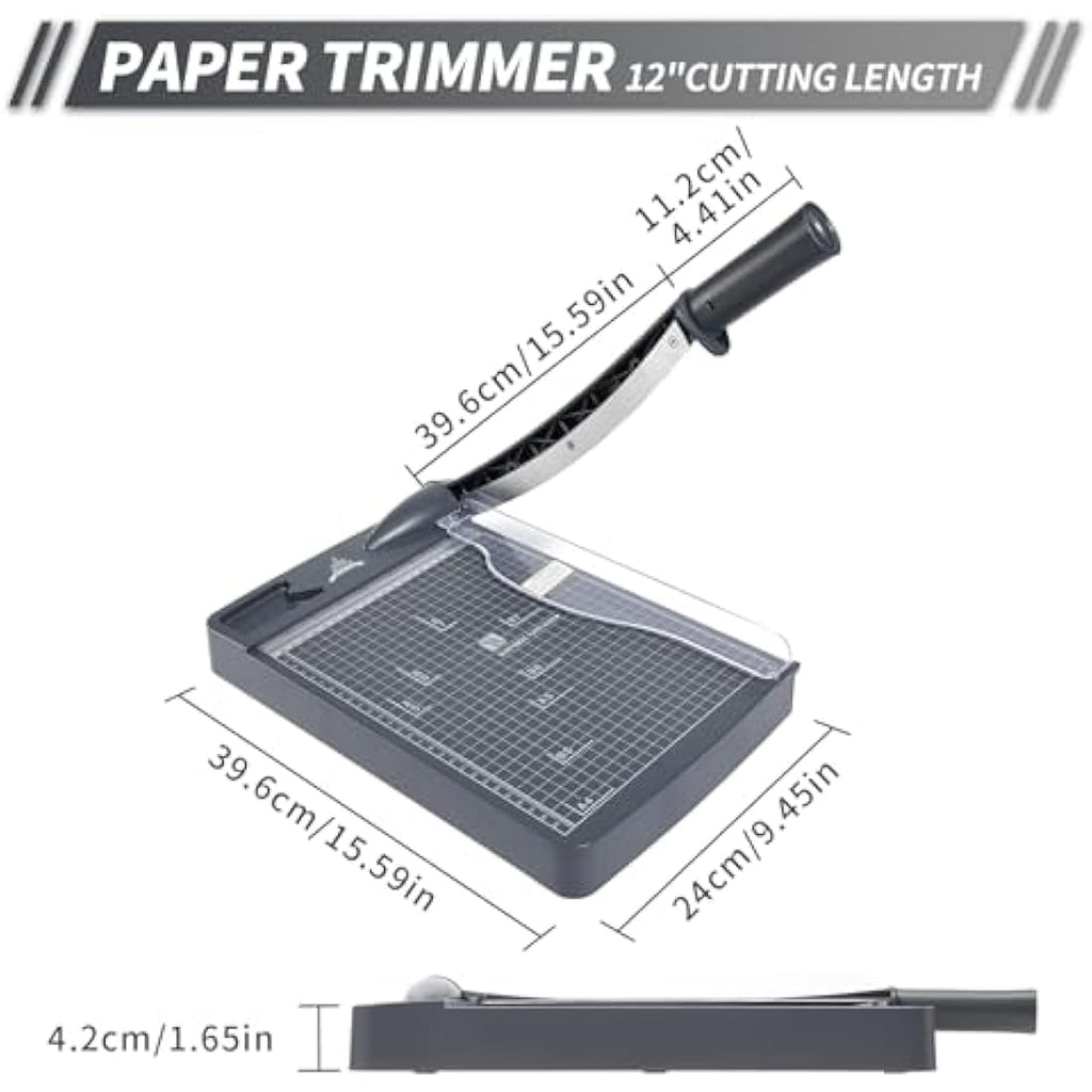 JIELISI 12-Inch Guillotine Paper Cutter | 12-Sheet Heavy Duty Trimmer