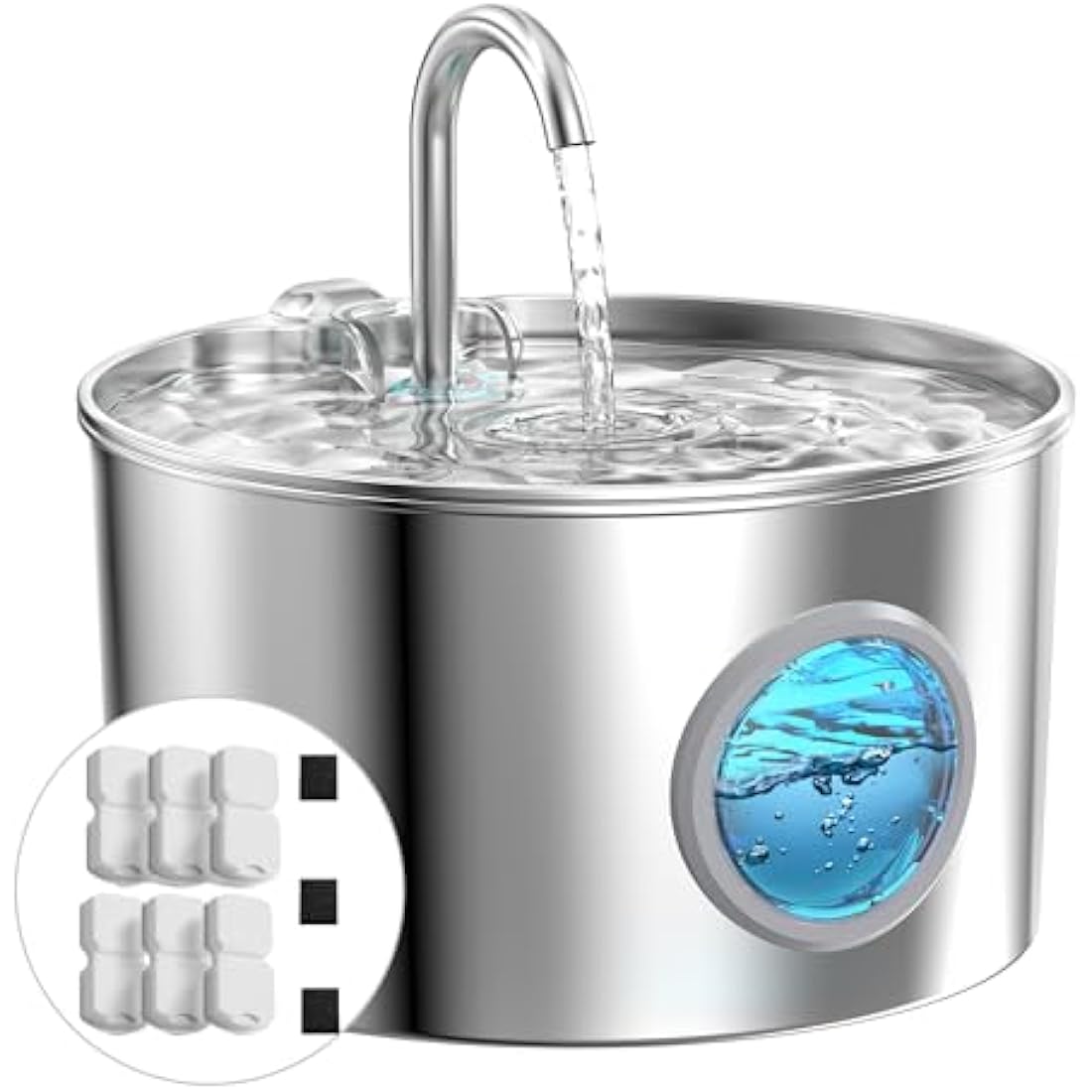 GIOTOHUN Stainless Steel Cat Water Fountain – 2.2L Quiet Pet Dispenser