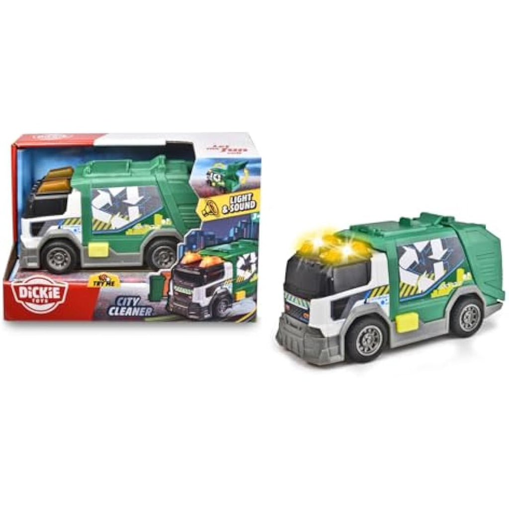 Majorette City Cleaner Refuse Vehicle – 15cm Toy Truck with Light & Sound