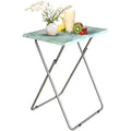Huhote Folding TV Tray Table – Portable Snack Table in Blue Marble