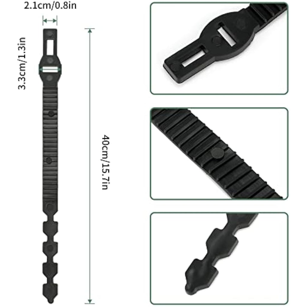 KINGLAKE 4Pcs Black Tree Ties – 40cm Adjustable Heavy Duty Plant Straps
