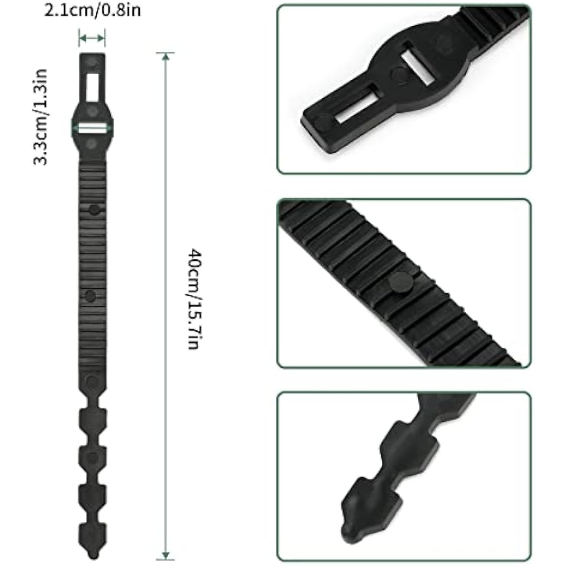 KINGLAKE 4Pcs Black Tree Ties – 40cm Adjustable Heavy Duty Plant Straps