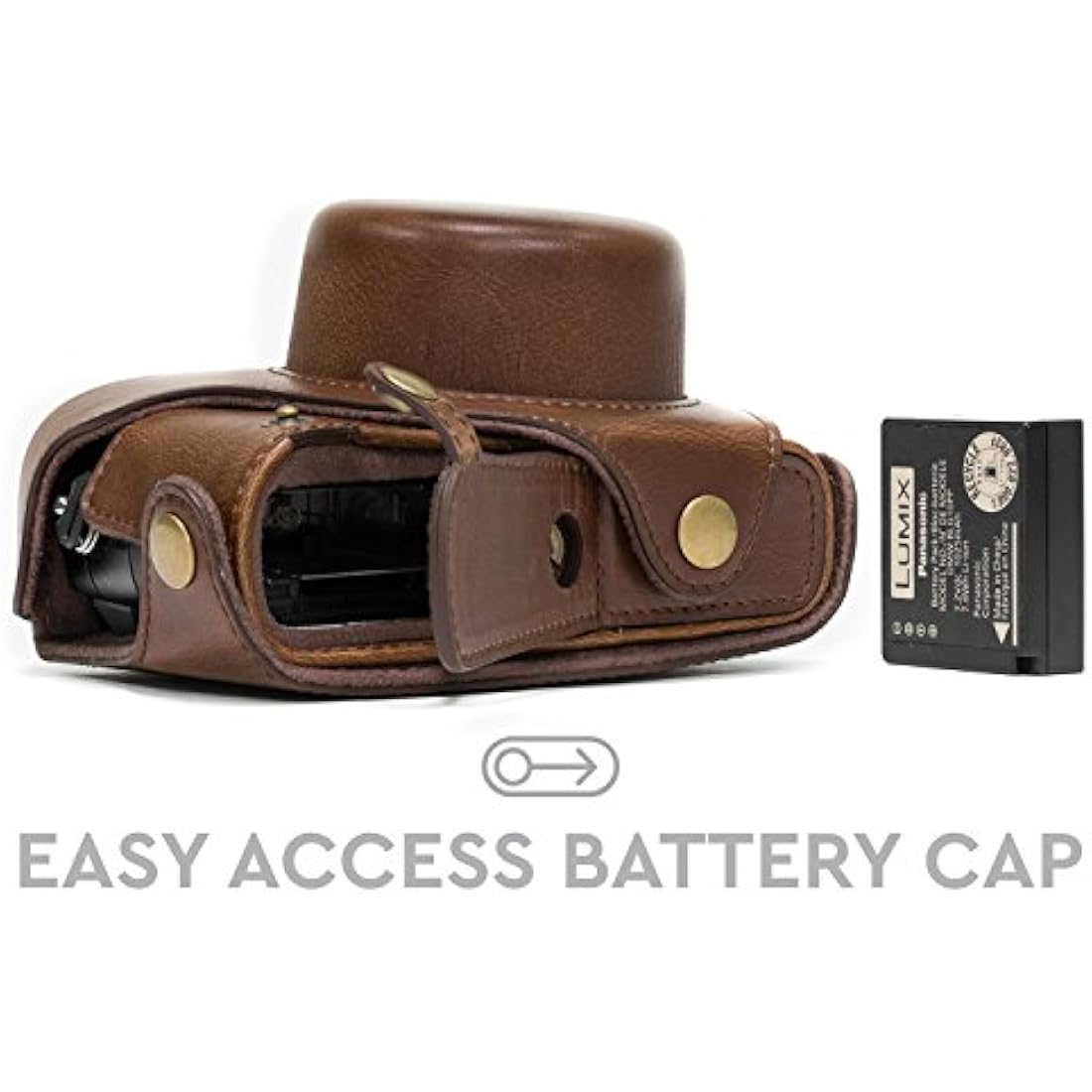 MegaGear Leather Camera Case for Panasonic Lumix LX100 – Dark Brown