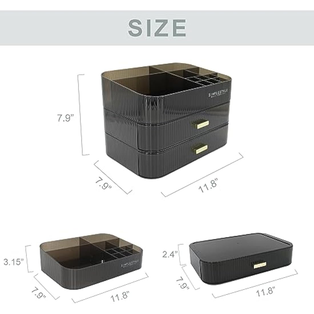 Stackable Makeup Organizer – 2-Drawer PET Cosmetic Storage