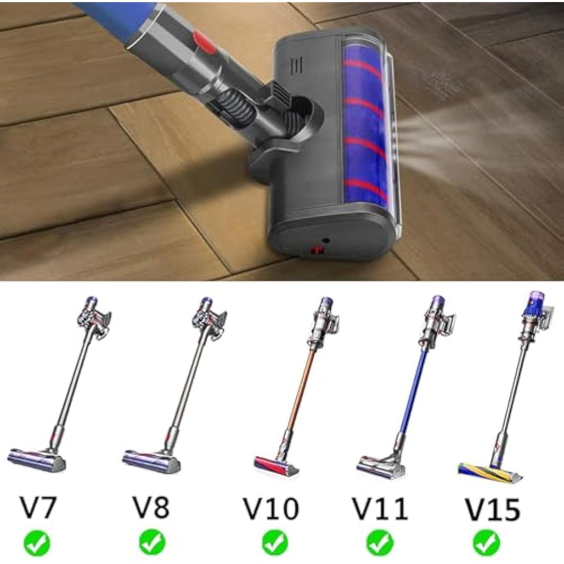 SPARES2GO Soft Roller Brush Head for Dyson V7 V8 V10 V11 V15 Vacuums