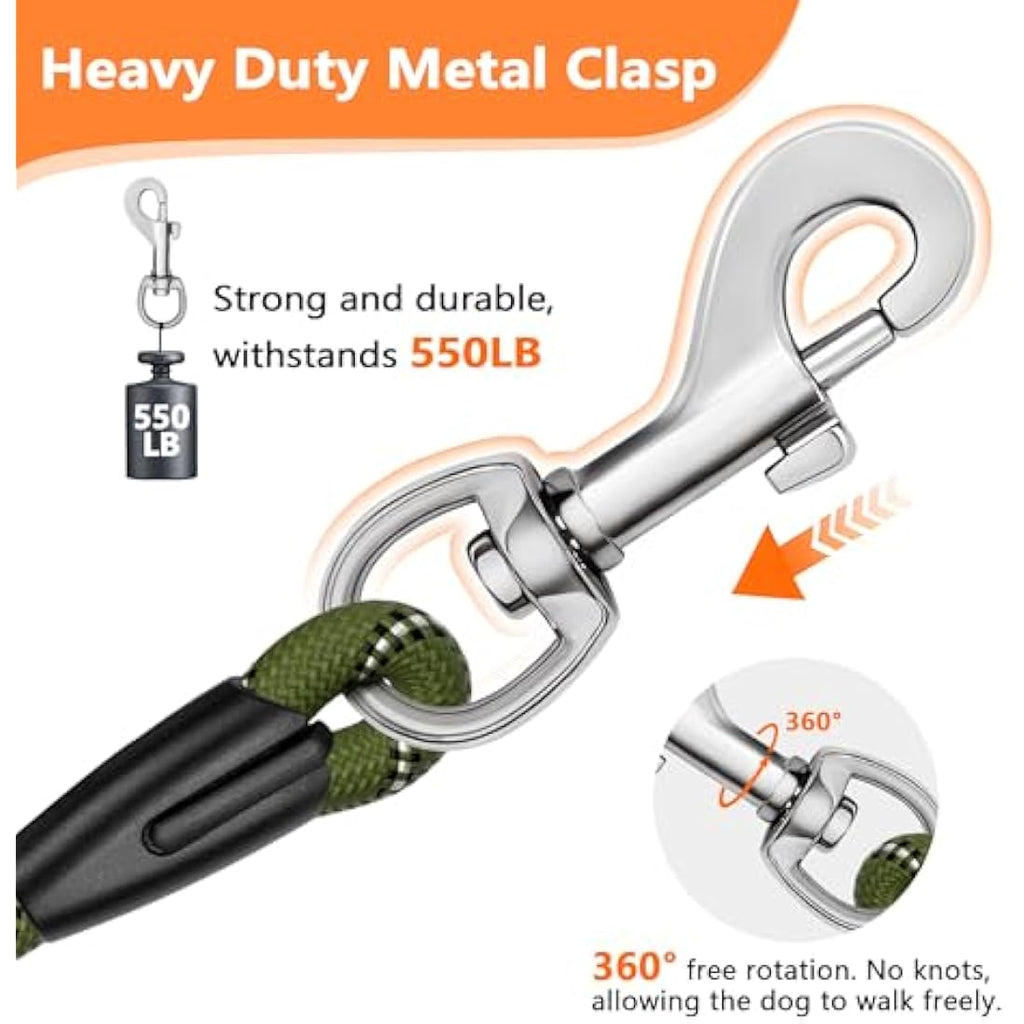 Reflective Dog Training Lead | Long Rope Leash with Padded Handle